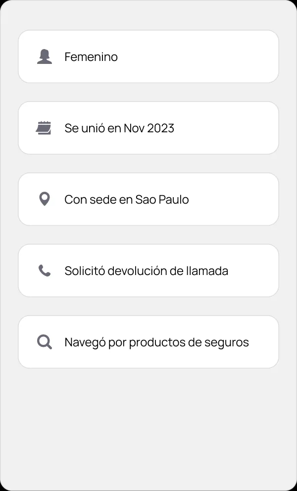 Datos tradicionales del cliente