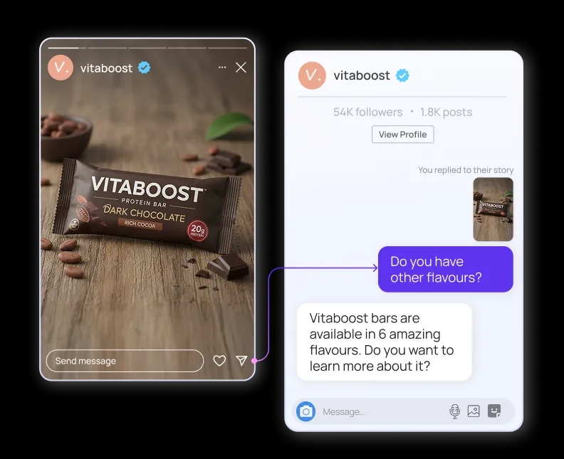 Improve CSAT with instant support within Instagram illustration