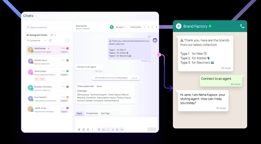 WhatsApp chat interface