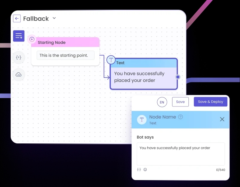Bring ideas to life with easy drag and drop conversation builder illustration