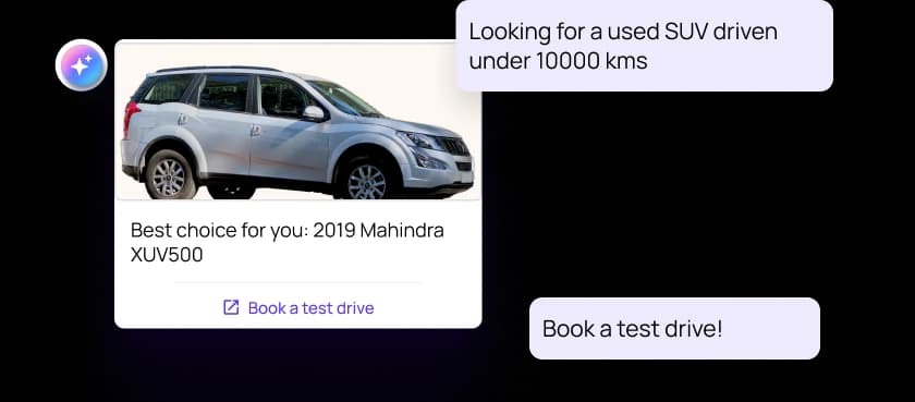 Reduce workload on human sales reps with automating car discovery and test drive booking 