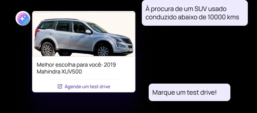 Reduza a carga dos representantes de vendas automatizando a descoberta de carros e agendamento de test drives