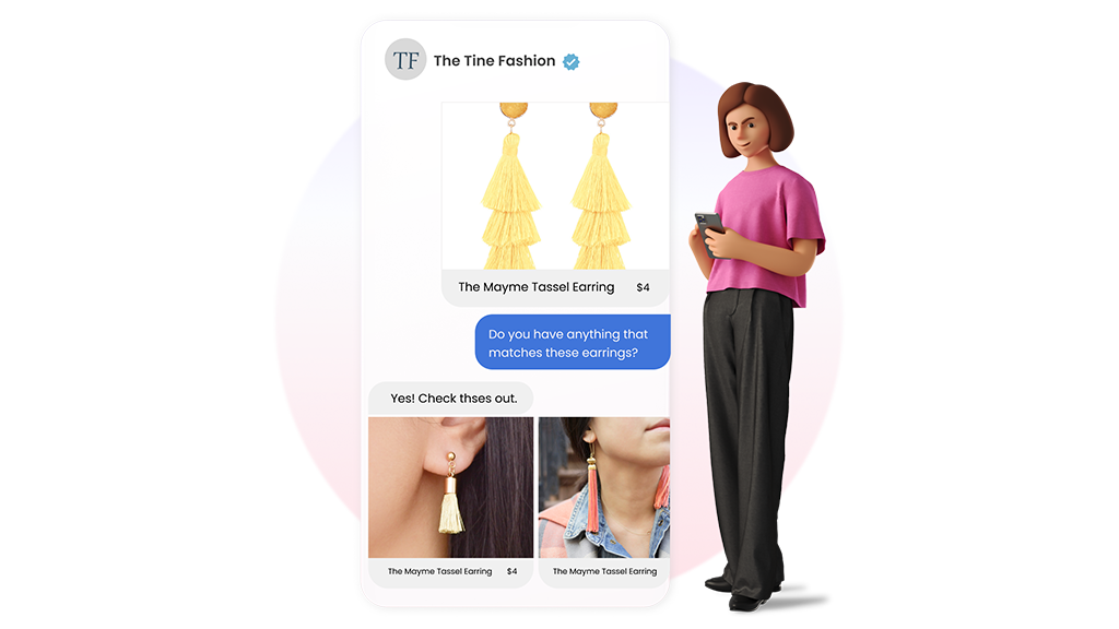 A fashion company is offering product recommendations to a prospective customer on Facebook.