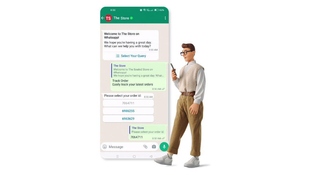 A user tracking his order on the messaging platform. 