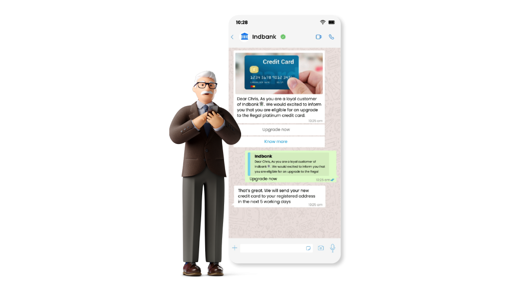 A fintech enterprise using WhatsApp bot to offer services to their customers.