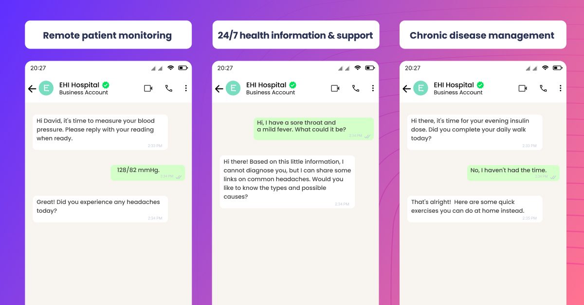 Singapore Healthcare WhatsApp use case talking about Remote patient monitoring and chronic disease management