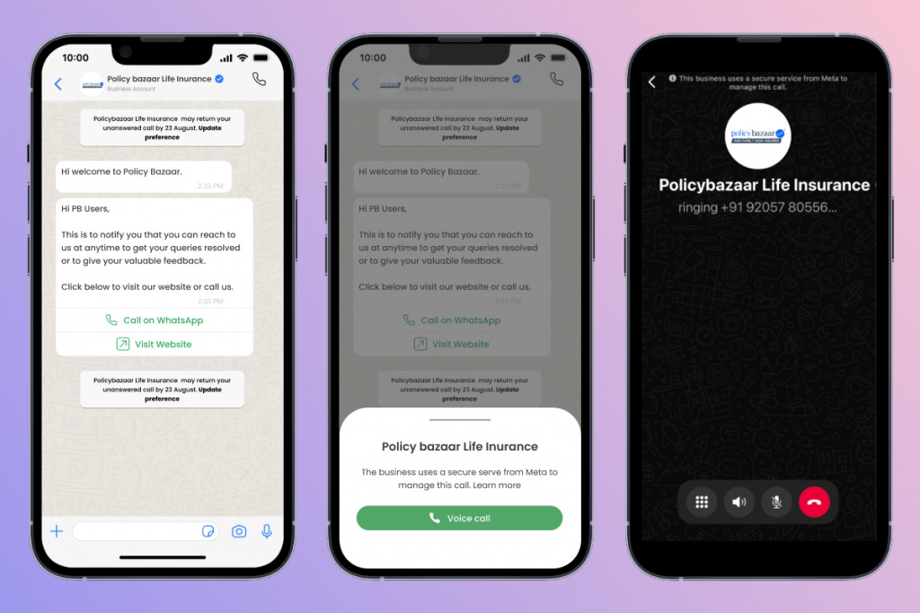Policy Bazaar WhatsApp for voice mockup image 