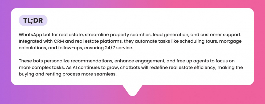 TL;DR real estate chatbot