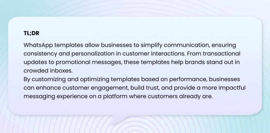 Whatsapp Template TL;DR