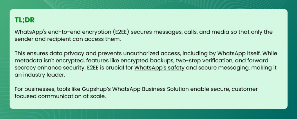 Whatsapp end to end encryption TLDR