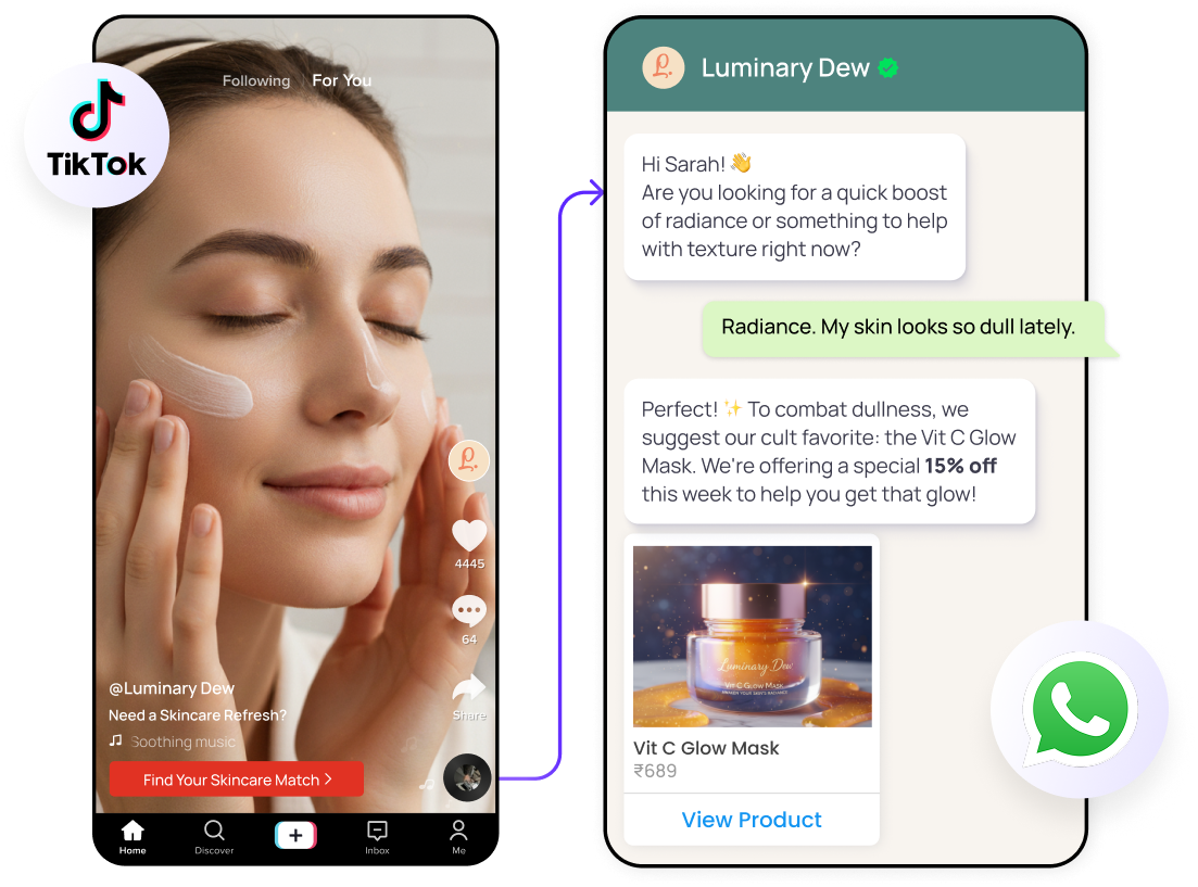 Tiktok to whatsapp instant messaging